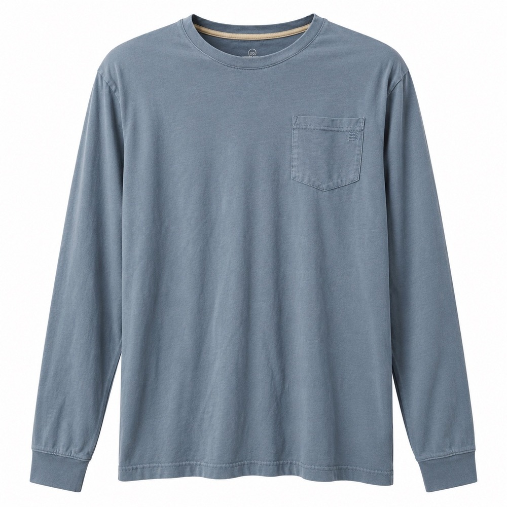 Free Fly Bamboo Cotton Long Sleeve Pocket Tee Blue XL Outdoor Adventure Flaws
